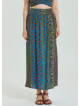 Navy Blue Plus Size Skirt with Elastic Waist and Slit 4625